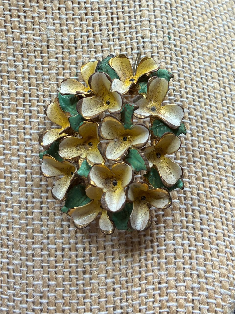Vintage Yellow Floral Cluster Brooch - Unbranded
